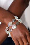 Discus Throw - White Bracelet - Paparazzi Accessories Bracelet Bedazzle Me Pretty Mobile Fashion Boutique