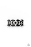 Distractingly Demure - Black Ring - Paparazzi Accessories Ring Bedazzle Me Pretty Mobile Fashion Boutique