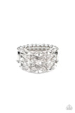 Diva Diadem - White Ring - Paparazzi Accessories Ring Bedazzle Me Pretty Mobile Fashion Boutique