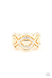 Divinely Deco - Gold Ring - Paparazzi Accessories Ring Bedazzle Me Pretty Mobile Fashion Boutique