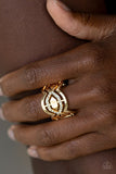 Divinely Deco - Gold Ring - Paparazzi Accessories Ring Bedazzle Me Pretty Mobile Fashion Boutique