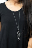 Dizzying Definition - Silver Lanyard - Paparazzi Accessories Lanyard Bedazzle Me Pretty Mobile Fashion Boutique