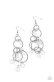 Dizzyingly Dreamy - White Earrings - Paparazzi Accessories Earrings Bedazzle Me Pretty Mobile Fashion Boutique