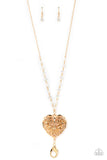Doting Devotion - Gold Lanyard - Paparazzi Accessories Lanyard Bedazzle Me Pretty Mobile Fashion Boutique