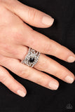 Doting on Dazzle - Black Ring - Paparazzi Accessories Ring Bedazzle Me Pretty Mobile Fashion Boutique