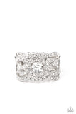 Doting On Dazzle - White Ring - Paparazzi Accessories Ring Bedazzle Me Pretty Mobile Fashion Boutique