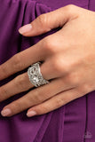 Doting On Dazzle - White Ring - Paparazzi Accessories Ring Bedazzle Me Pretty Mobile Fashion Boutique