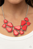 Double-DEFACED - Red Necklace - Paparazzi Accessories Necklace Bedazzle Me Pretty Mobile Fashion Boutique
