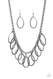 Double OVAL-time - Black Necklace - Paparazzi Accessories Necklace Bedazzle Me Pretty Mobile Fashion Boutique
