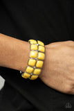 Double The DIVA-ttitude - Yellow Bracelet - Paparazzi Accessories Bracelet Bedazzle Me Pretty Mobile Fashion Boutique
