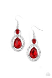 Double The Drama - Red Earrings - Paparazzi Accessories Earrings Bedazzle Me Pretty Mobile Fashion Boutique