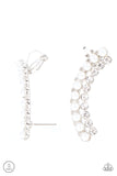 Doubled Down On Dazzle - White Post Earrings - Paparazzi Accessories Post Earrings FS-Bedazzle Me Pretty Mobile Fashion Boutique