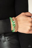Down HOMESPUN - Green Bracelet - Paparazzi Accessories Bracelet Bedazzle Me Pretty Mobile Fashion Boutique