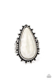 Down-to-Earth Essence - White Ring - Paparazzi Accessories Ring Bedazzle Me Pretty Mobile Fashion Boutique