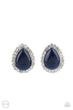 Downright Demure - Blue Clip-On Earrings - Paparazzi Accessories Clip-On Bedazzle Me Pretty Mobile Fashion Boutique