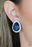 Downright Demure - Blue Clip-On Earrings - Paparazzi Accessories Clip-On Bedazzle Me Pretty Mobile Fashion Boutique