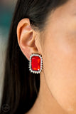 Downtown Dapper - Red Clip-On Earrings - Paparazzi Accessories Clip-On Earrings Bedazzle Me Pretty Mobile Fashion Boutique
