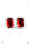Downtown Dapper - Red Clip-On Earrings - Paparazzi Accessories Clip-On Earrings Bedazzle Me Pretty Mobile Fashion Boutique