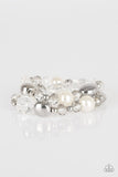 Downtown Dazzle - White Bracelet - Paparazzi Accessories Bracelet Bedazzle Me Pretty Mobile Fashion Boutique