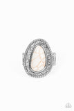 Downtown Desertscape - White Ring - Paparazzi Accessories Ring Bedazzle Me Pretty Mobile Fashion Boutique