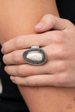 Downtown Desertscape - White Ring - Paparazzi Accessories Ring Bedazzle Me Pretty Mobile Fashion Boutique