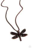 Dragonfly Dance - Copper Necklace - Paparazzi Accessories Necklace Bedazzle Me Pretty Mobile Fashion Boutique