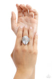 Dragonfly Dazzle - White Ring - Paparazzi Accessories Ring Bedazzle Me Pretty Mobile Fashion Boutique