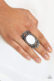Drama Dream - White Ring - Paparazzi Accessories Ring Bedazzle Me Pretty Mobile Fashion Boutique