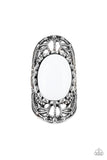 Drama Dream - White Ring - Paparazzi Accessories Ring Bedazzle Me Pretty Mobile Fashion Boutique