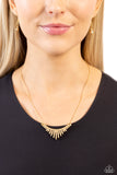Dramatic Diadem - Gold Necklace - Paparazzi Accessories Necklace Bedazzle Me Pretty Mobile Fashion Boutique