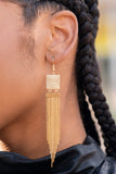Dramatically Deco - Gold Earrings - Paparazzi Accessories Earrings Bedazzle Me Pretty Mobile Fashion Boutique