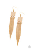 Dramatically Deco - Gold Earrings - Paparazzi Accessories Earrings Bedazzle Me Pretty Mobile Fashion Boutique