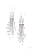 Dramatically Deco - White Earrings - Paparazzi Accessories Earrings Bedazzle Me Pretty Mobile Fashion Boutique