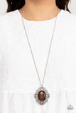 Dream Board Dazzle - Brown Necklace - Paparazzi Accessories Necklace Bedazzle Me Pretty Mobile Fashion Boutique