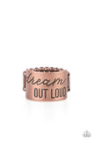 Dream Louder - Copper Ring - Paparazzi Accessories Ring Bedazzle Me Pretty Mobile Fashion Boutique