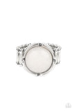 Dreamy Dunes - White Ring - Paparazzi Accessories Ring Bedazzle Me Pretty Mobile Fashion Boutique