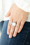 Dreamy Dunes - White Ring - Paparazzi Accessories Ring Bedazzle Me Pretty Mobile Fashion Boutique
