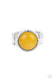 Dreamy Dunes - Yellow Ring - Paparazzi Accessories Ring Bedazzle Me Pretty Mobile Fashion Boutique