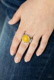 Dreamy Dunes - Yellow Ring - Paparazzi Accessories Ring Bedazzle Me Pretty Mobile Fashion Boutique
