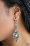Drifting Dunes - Yellow Earrings - Paparazzi Accessories Earrings Bedazzle Me Pretty Mobile Fashion Boutique