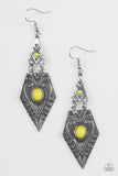 Drifting Dunes - Yellow Earrings - Paparazzi Accessories Earrings Bedazzle Me Pretty Mobile Fashion Boutique