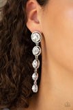 Drippin In Starlight - White Earrings - Paparazzi Accessories Earrings Bedazzle Me Pretty Mobile Fashion Boutique