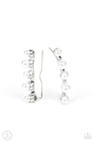 Drop-Top Attitude - White Post Earrings - Paparazzi Accessories Post Earrings Bedazzle Me Pretty Mobile Fashion Boutique