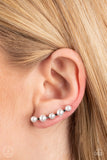 Drop-Top Attitude - White Post Earrings - Paparazzi Accessories Post Earrings Bedazzle Me Pretty Mobile Fashion Boutique