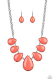 Drop Zone - Orange Necklace - Paparazzi Accessories Necklace Bedazzle Me Pretty Mobile Fashion Boutique