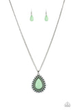 DROPLET Like Its Hot - Green Necklace - Paparazzi Accessories Necklace Bedazzle Me Pretty Mobile Fashion Boutique