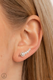 Dropping into Divine - White Post Earrings - Paparazzi Accessories Post Earrings Bedazzle Me Pretty Mobile Fashion Boutique