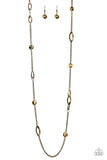 Duchess Dazzle - Brass Necklace - Paparazzi Accessories Necklace Bedazzle Me Pretty Mobile Fashion Boutique