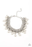 Duchess Diva - White Bracelet - Paparazzi Accessories Bracelet Bedazzle Me Pretty Mobile Fashion Boutique