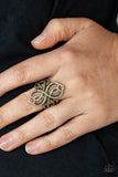 Duchess Drama - Brass Ring - Paparazzi Accessories Ring Bedazzle Me Pretty Mobile Fashion Boutique